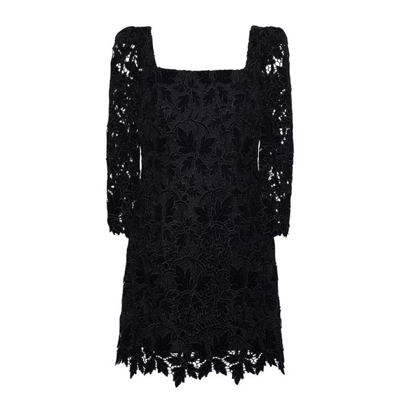 NWT Cara Cara Belinda Mini Dress - Black Velvet Lace Dreamy Neckline Cocktail - Picture 4 of 12